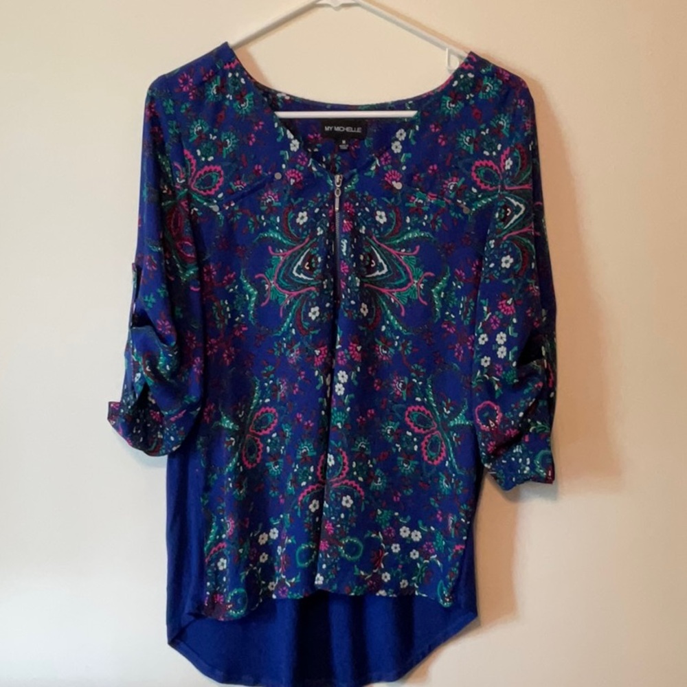 Women's Blue Floral Top by Nicole